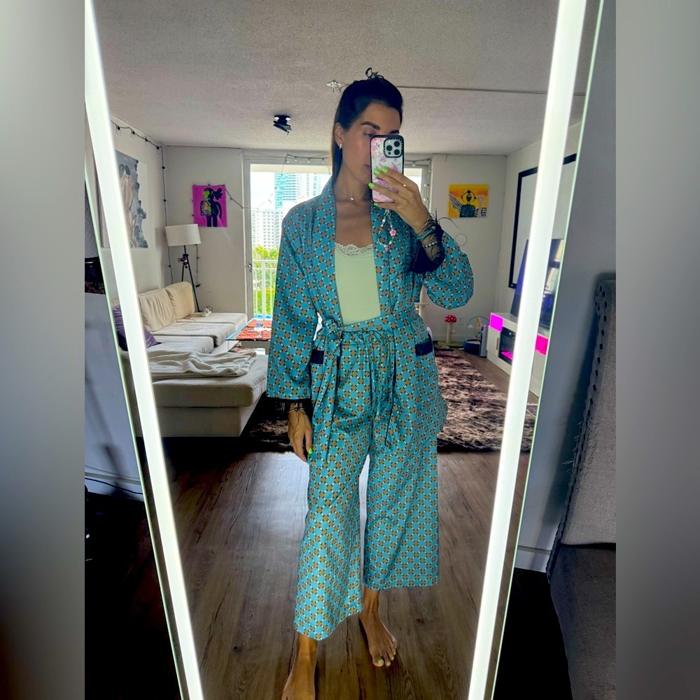 Blue Star Patterned Pajama Set - image 1